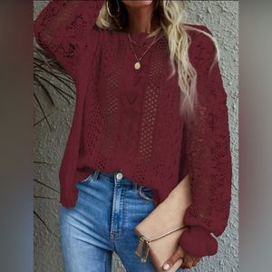 Crochet Burgundy Sweater